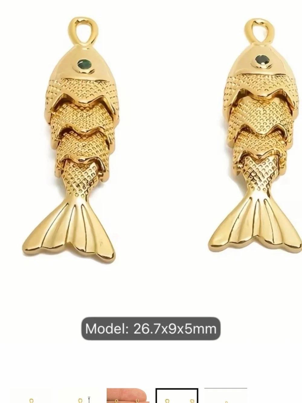 Gold Fish Pendant Charm - Gold Color